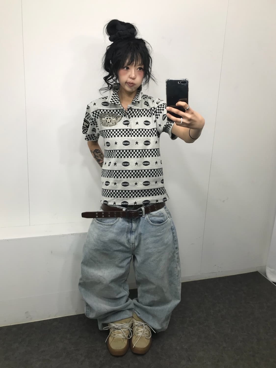 밴슨 자수 스트라이프 대대장 피케 니트 티셔츠  상품이미지3