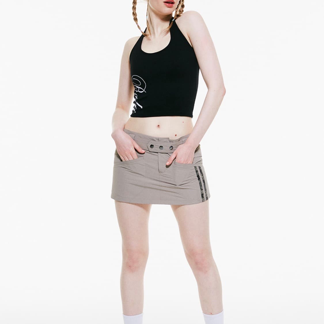 badee 배디 리브드 홀터 탑 홀터넥 블랙 상품이미지5