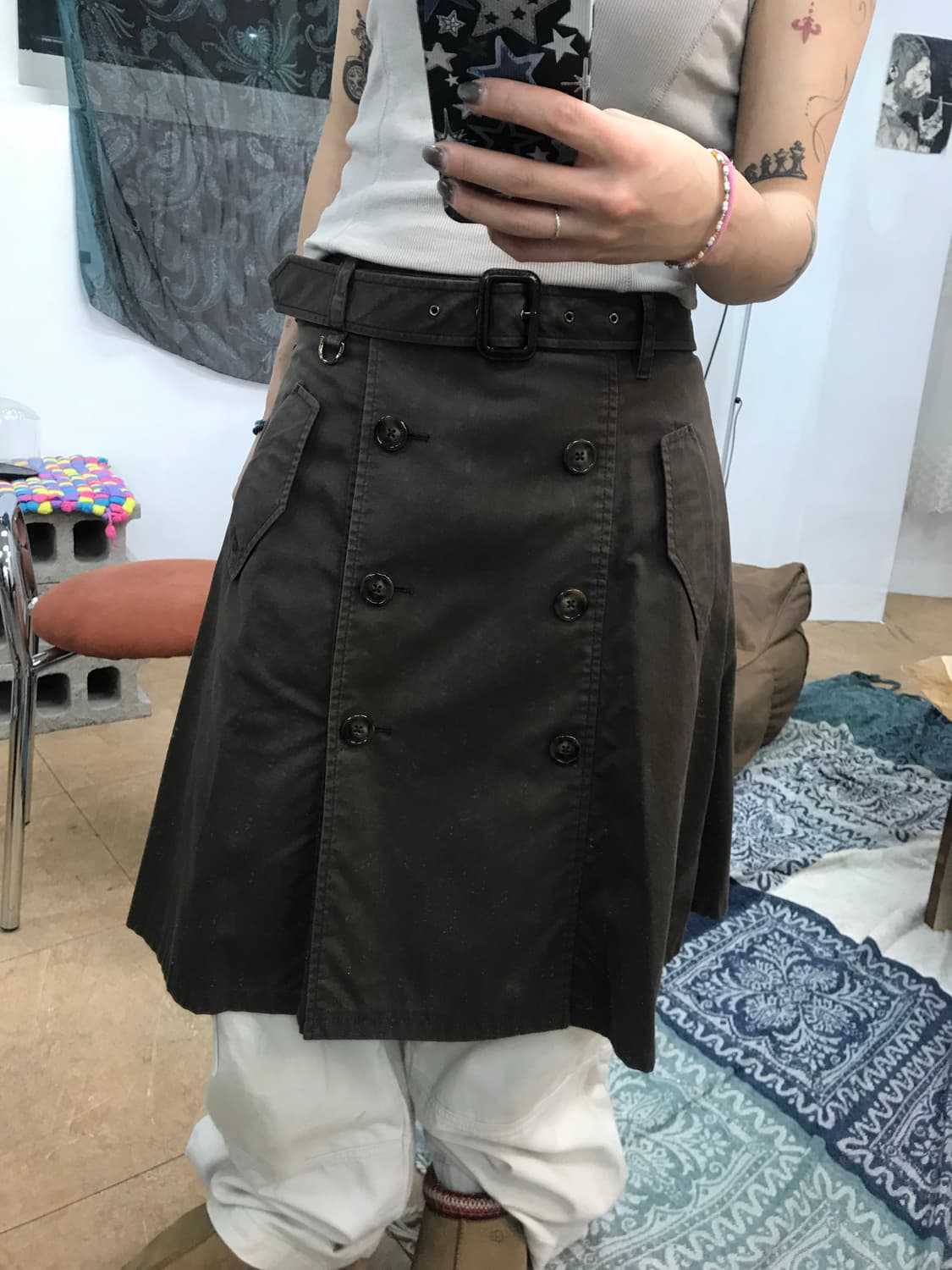 빈폴 여성 더블버튼 미디스커트  상품이미지1