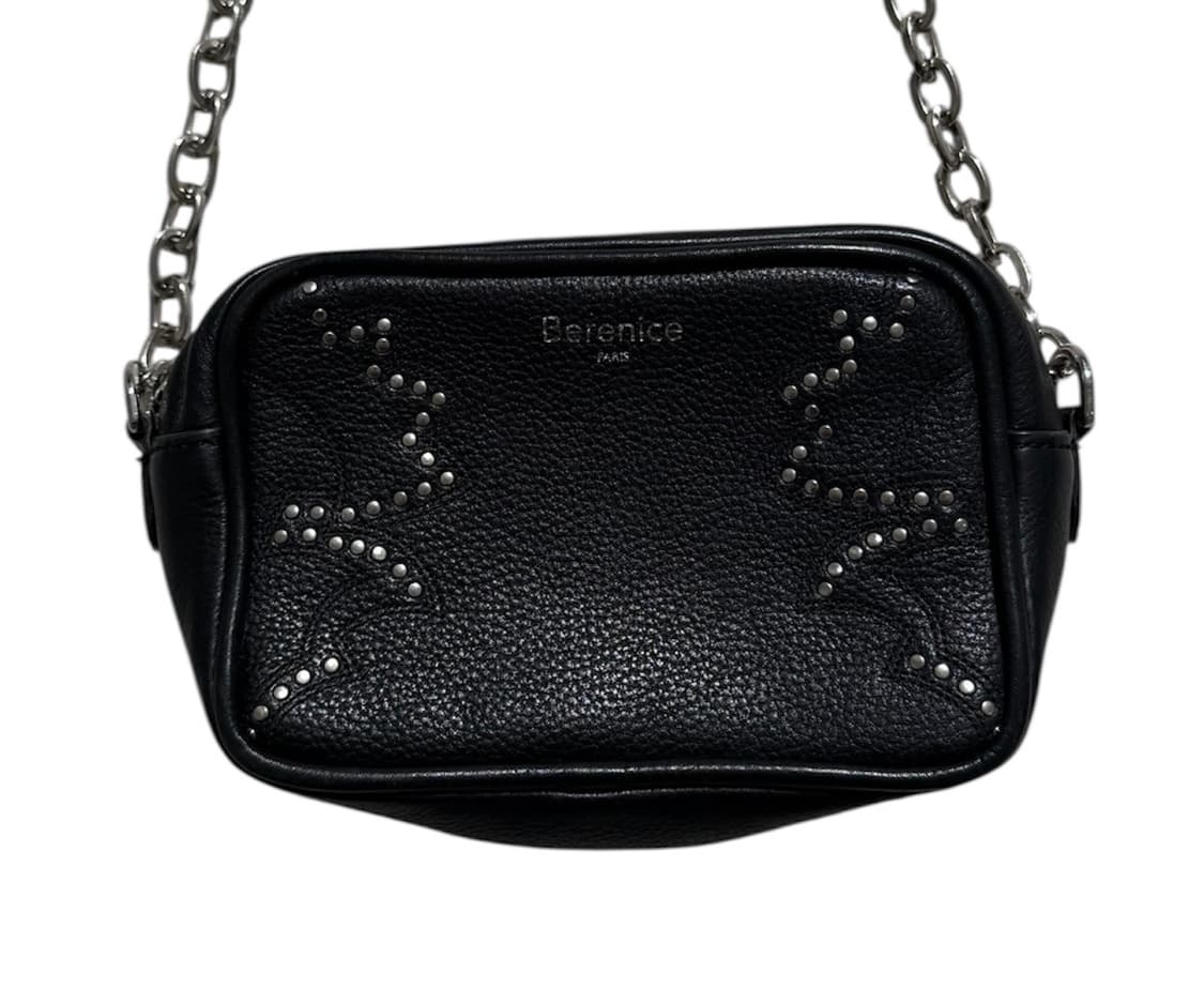 베르니스 블랙 스터드 레더 바디 숄더백 상품이미지4