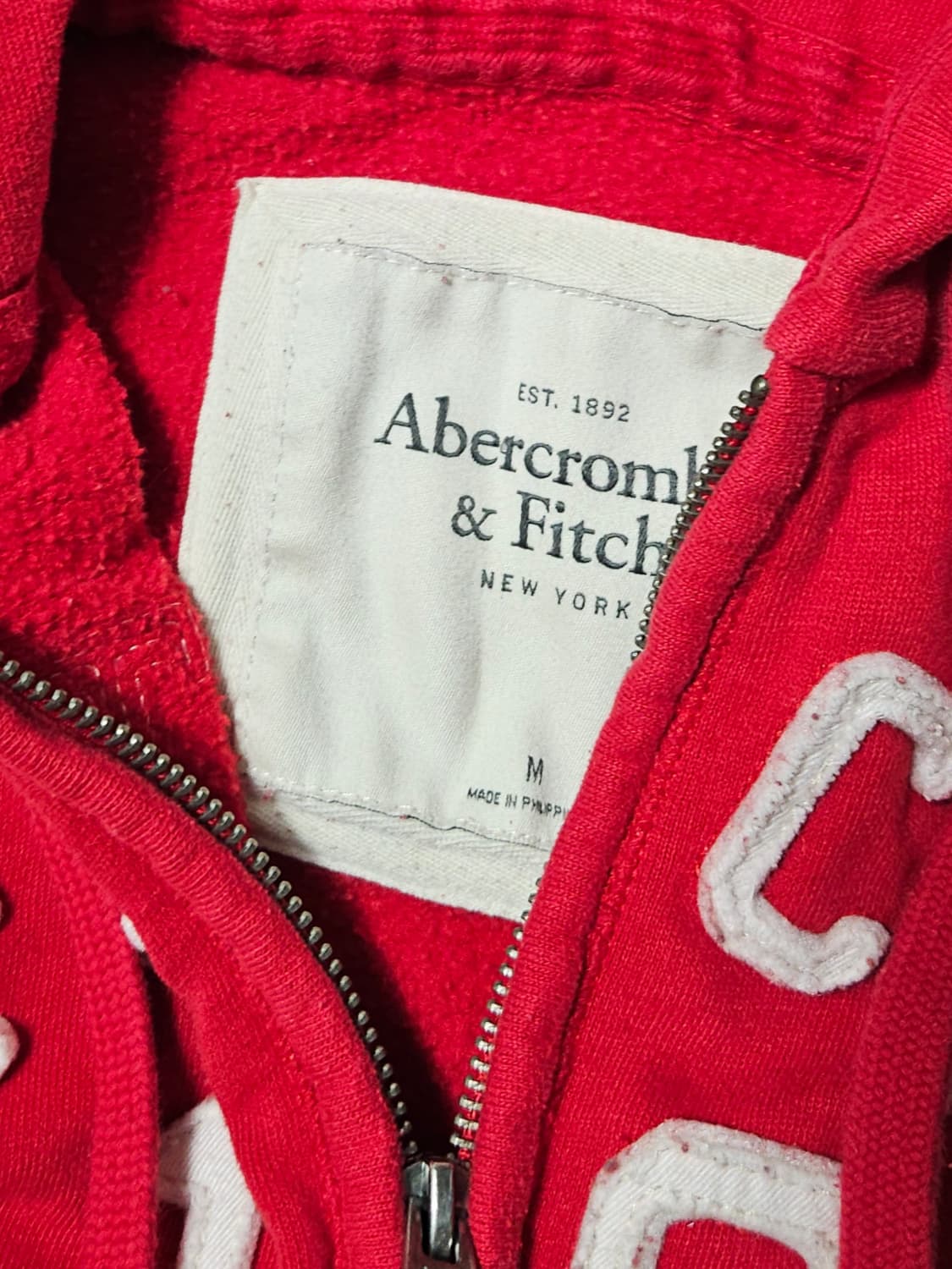 아베크롬비 핏치 스펠아웃 레드 빨강 후드집업 딱붙 M 상품이미지4