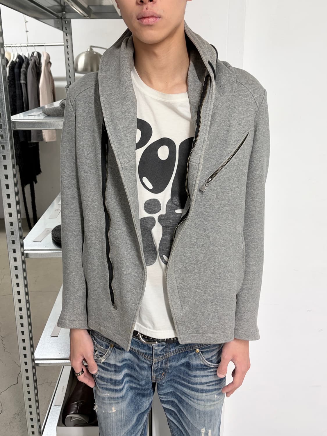 2000’s 캐서린 햄넷 비대칭 스웨트 후디 자켓 상품이미지2