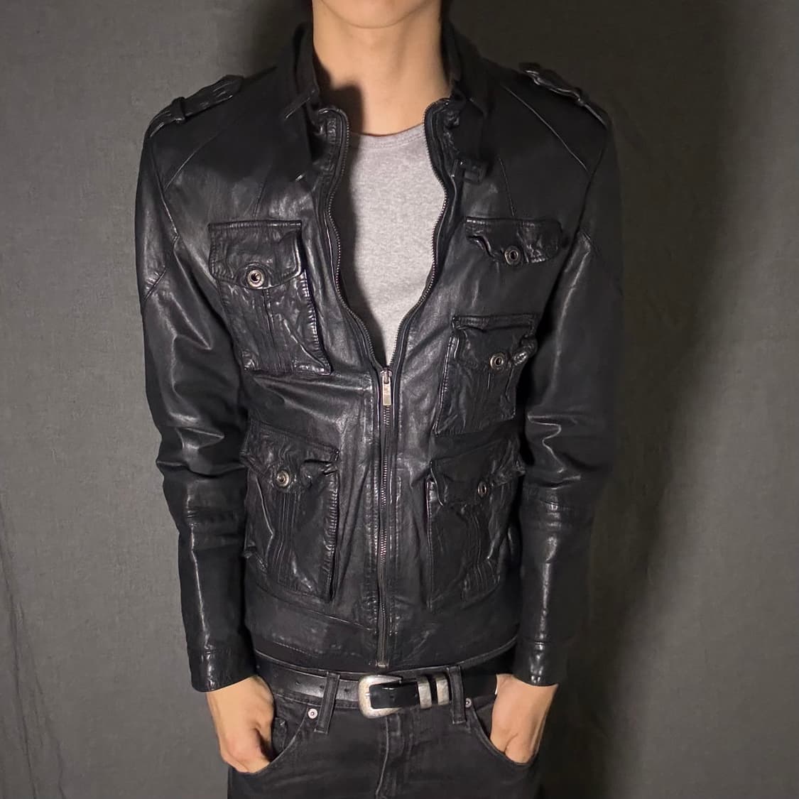 Calfs skin pocket leather jacket 상품이미지2