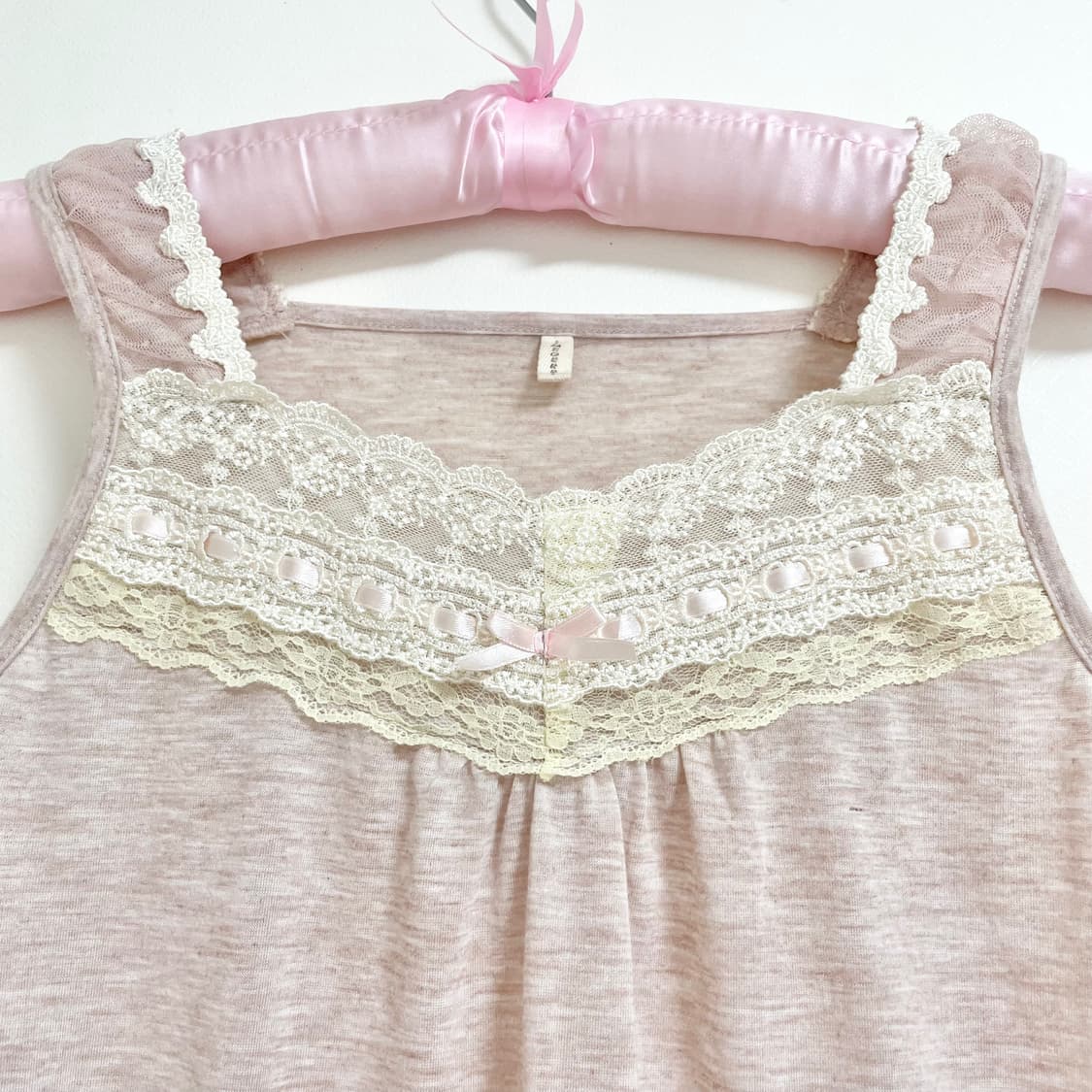 일본빈티지 히메갸루 핑크도트슬리브리스 러블리 도트탑 땡땡이나시갸루러블리 상품이미지6