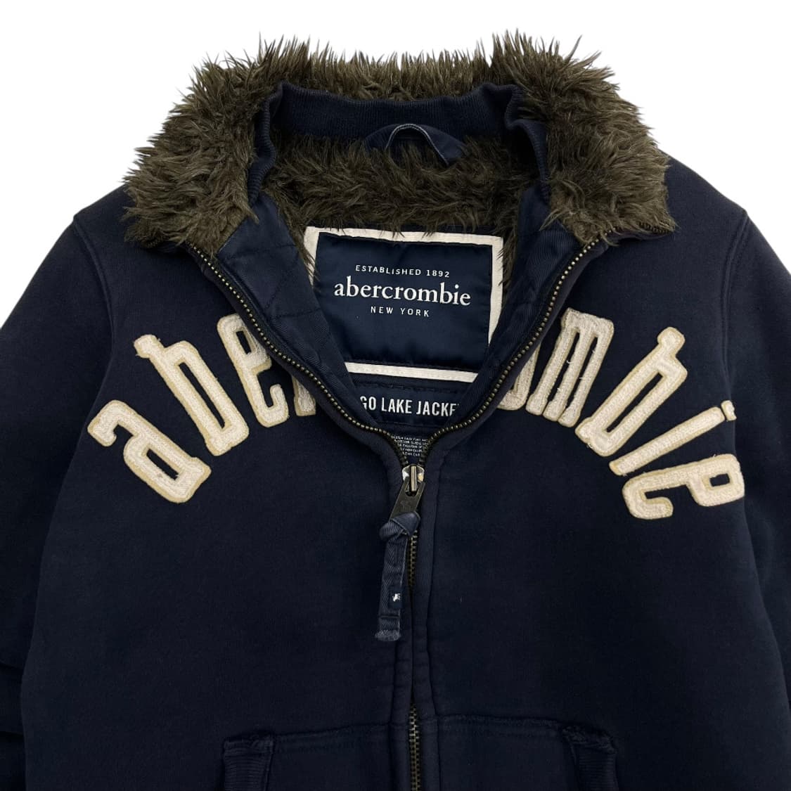 아베크롬비 센터로고 네이비 울프죠 집업 XL 상품이미지5