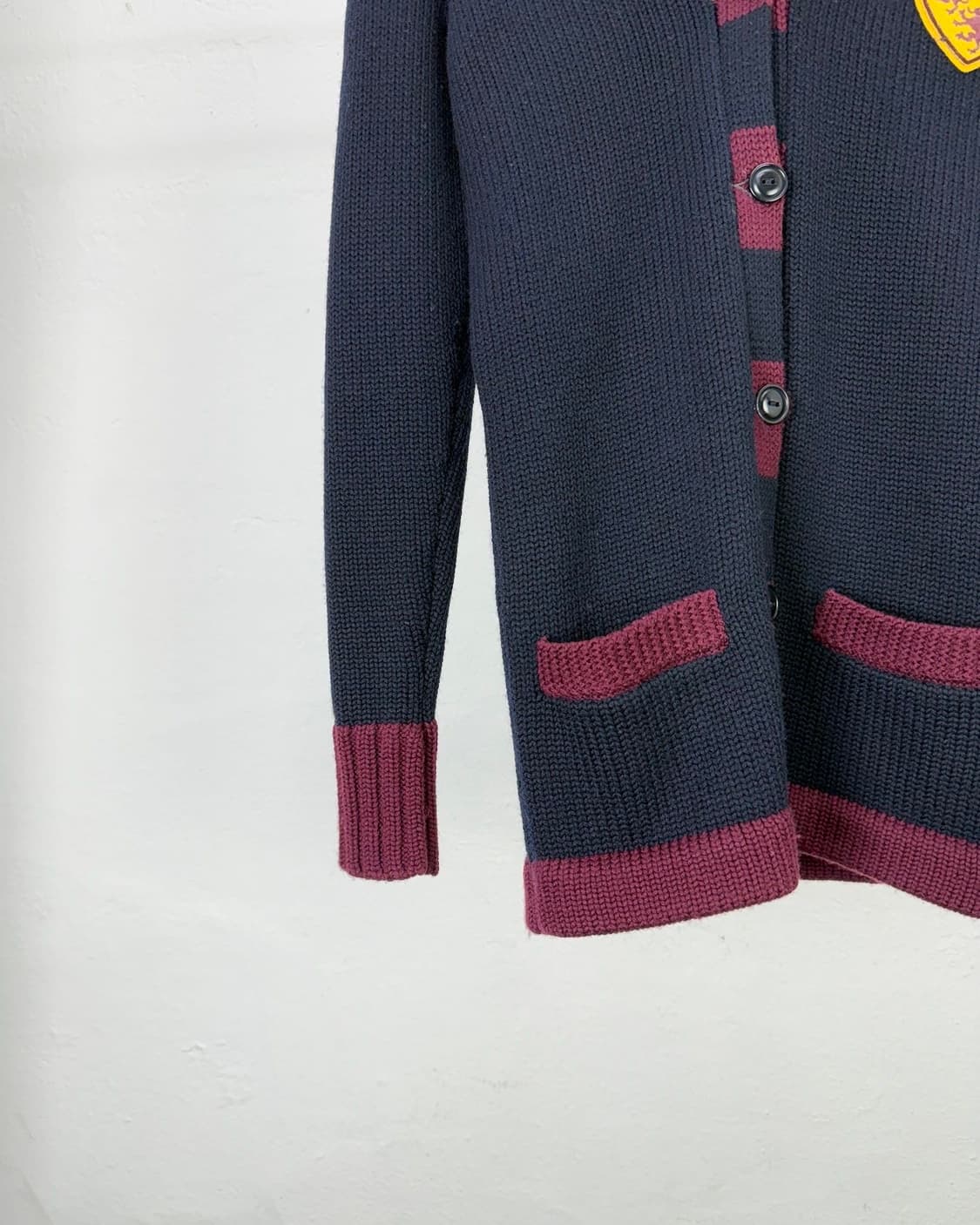 랄프로렌 버건디 믹스 크레스트 패치 숄카라 니트 가디건 상품이미지4