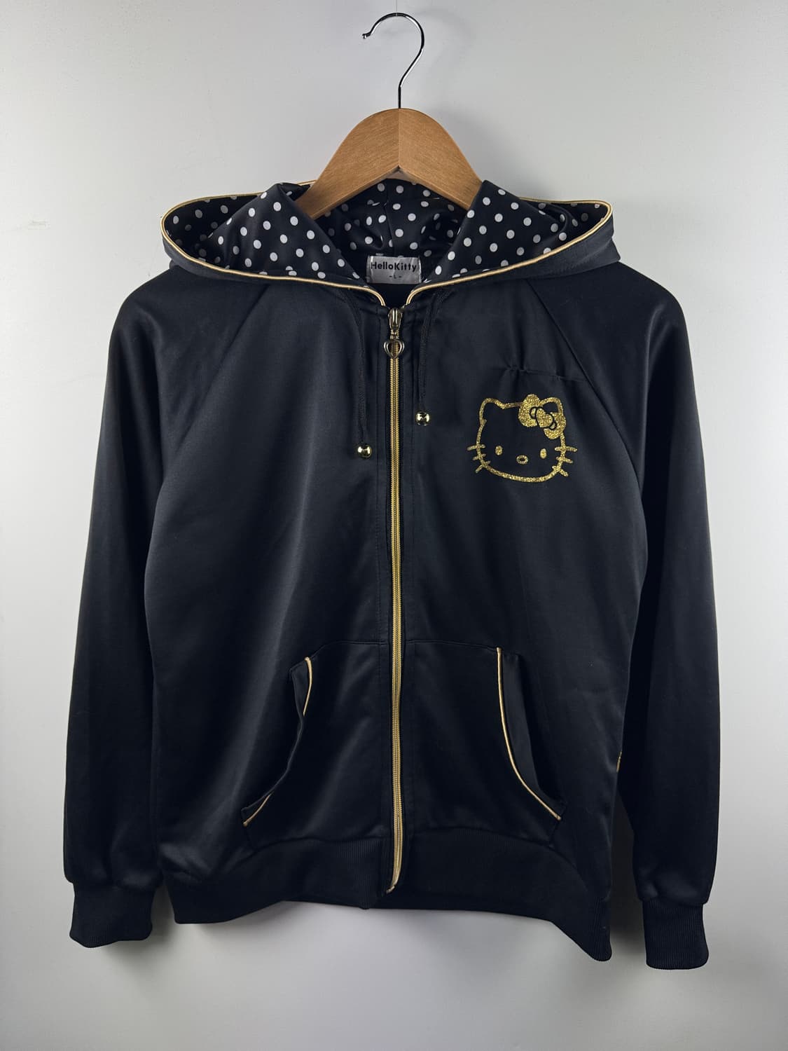 헬로키티 도트 블랙골드 글리터 후드플락1807 상품이미지1