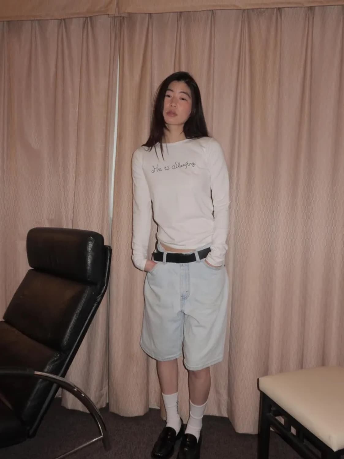 He is sleeping tee shirt (White) 상품이미지4