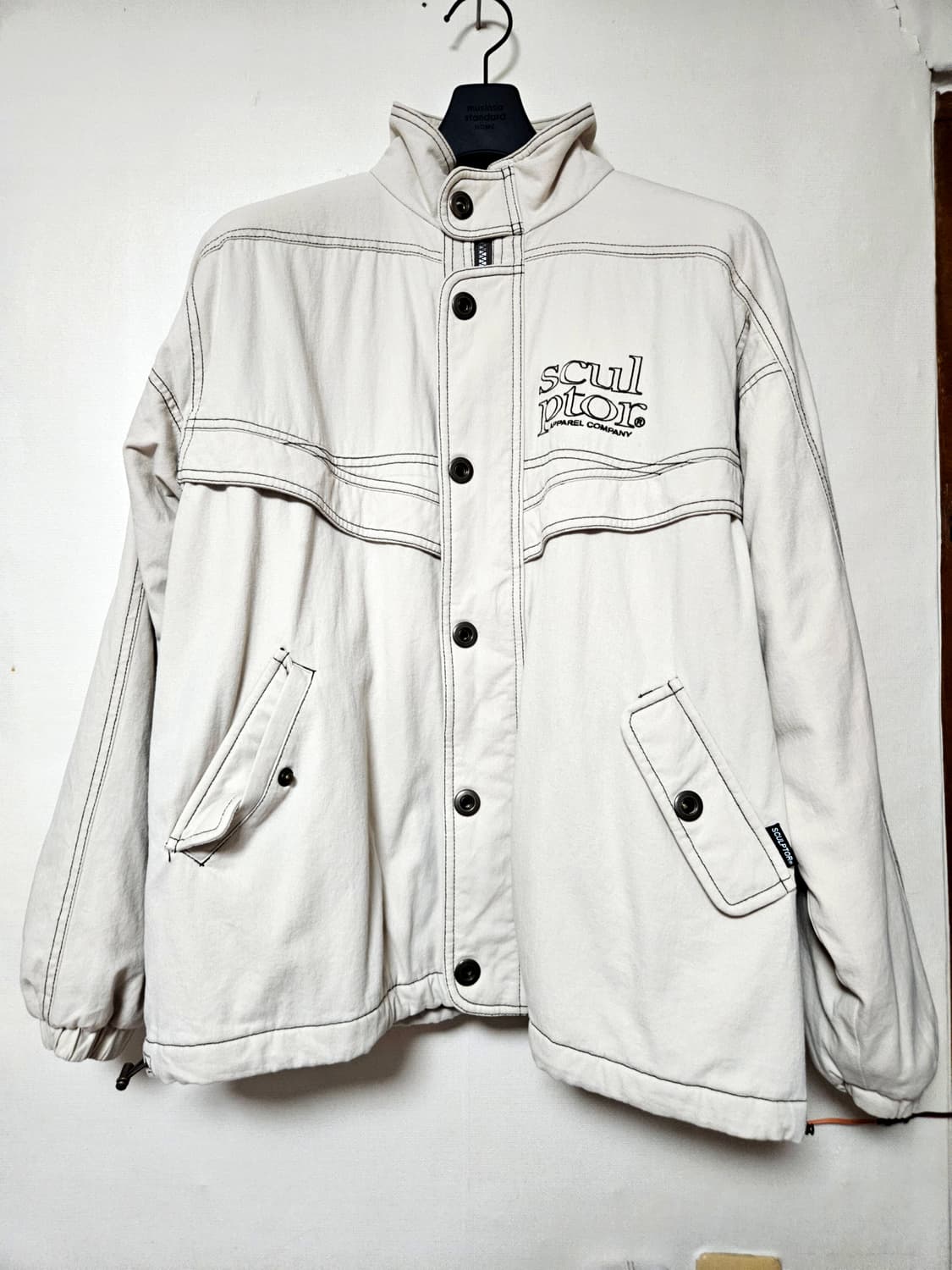 Contrast Stitch Work Jacket Cream 상품이미지1