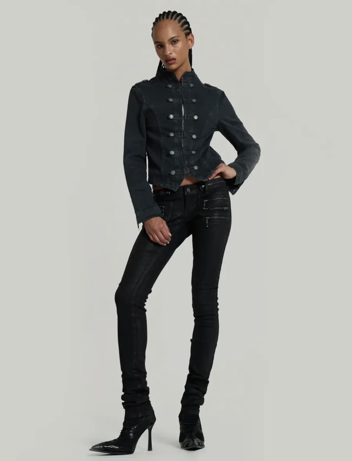 제이디드런던 코티드 집 스키니 진 블랙 26사이즈 상품이미지2