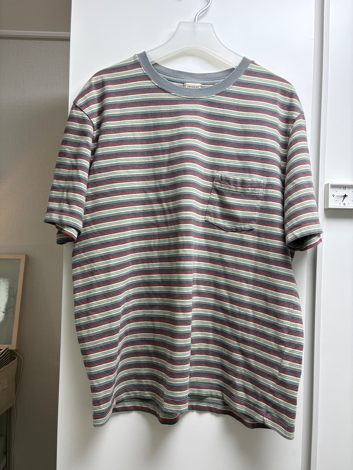 카키스 스트라이프 보더티 2사이즈 그레이 상품이미지1