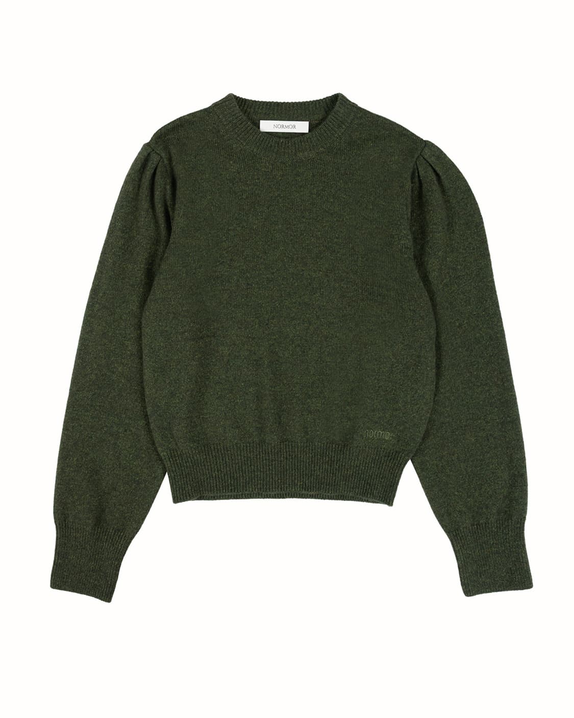 노머 * Mutton sleeve knit Khaki 상품이미지1