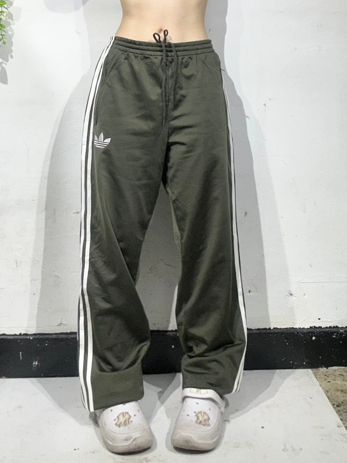 90s 아디다스 대대장 카키 파이어버드 화이트 삼선 트레이닝 바지 M 상품이미지2