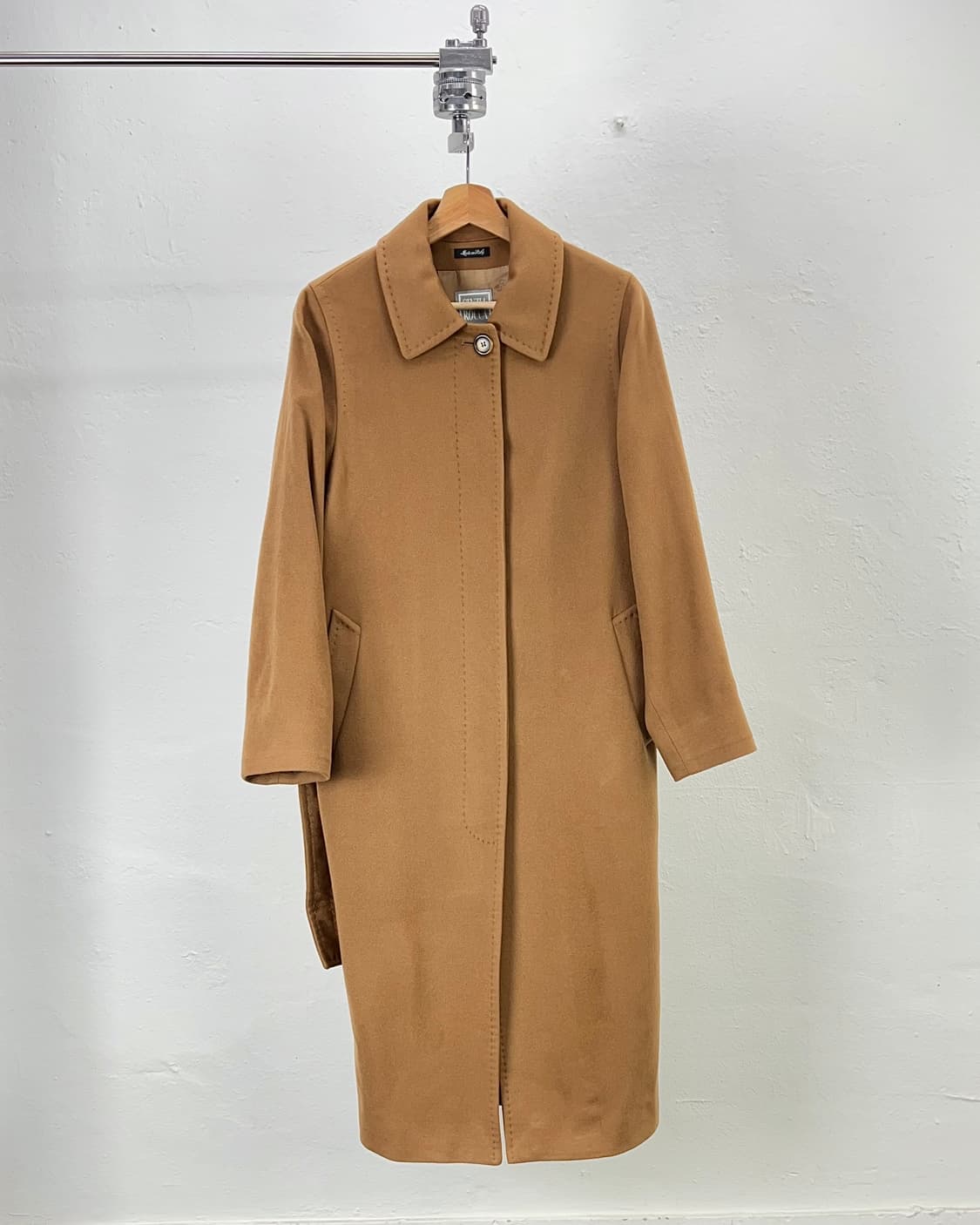 신지아로카 카멜 캐시미어 벨티드 싱글 발마칸 롱 코트 상품이미지1