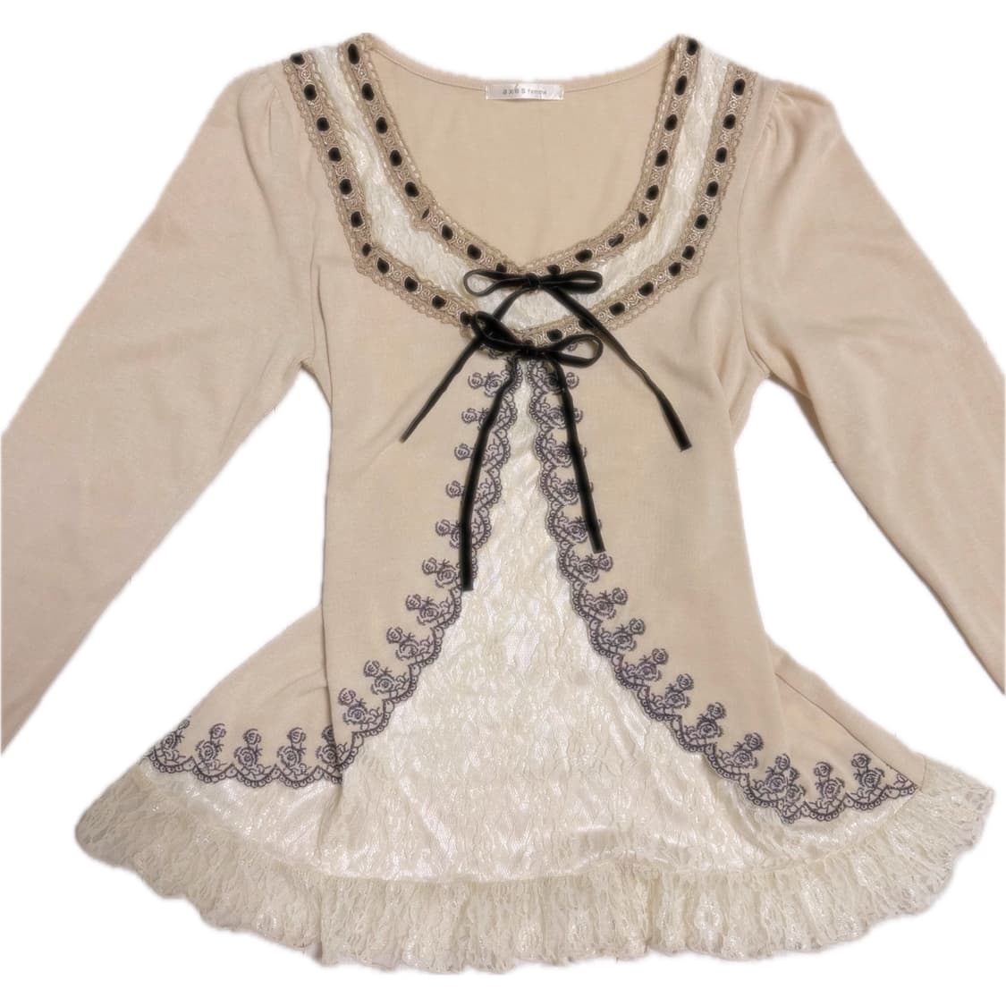 엑시즈팜 로걀 / 라떼갸루 프릴 레이스 탑 상품이미지2