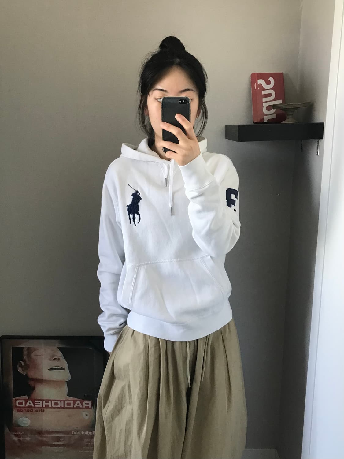 폴로 랄프로렌 빅 포니 로고 화이트 후드티 상품이미지2