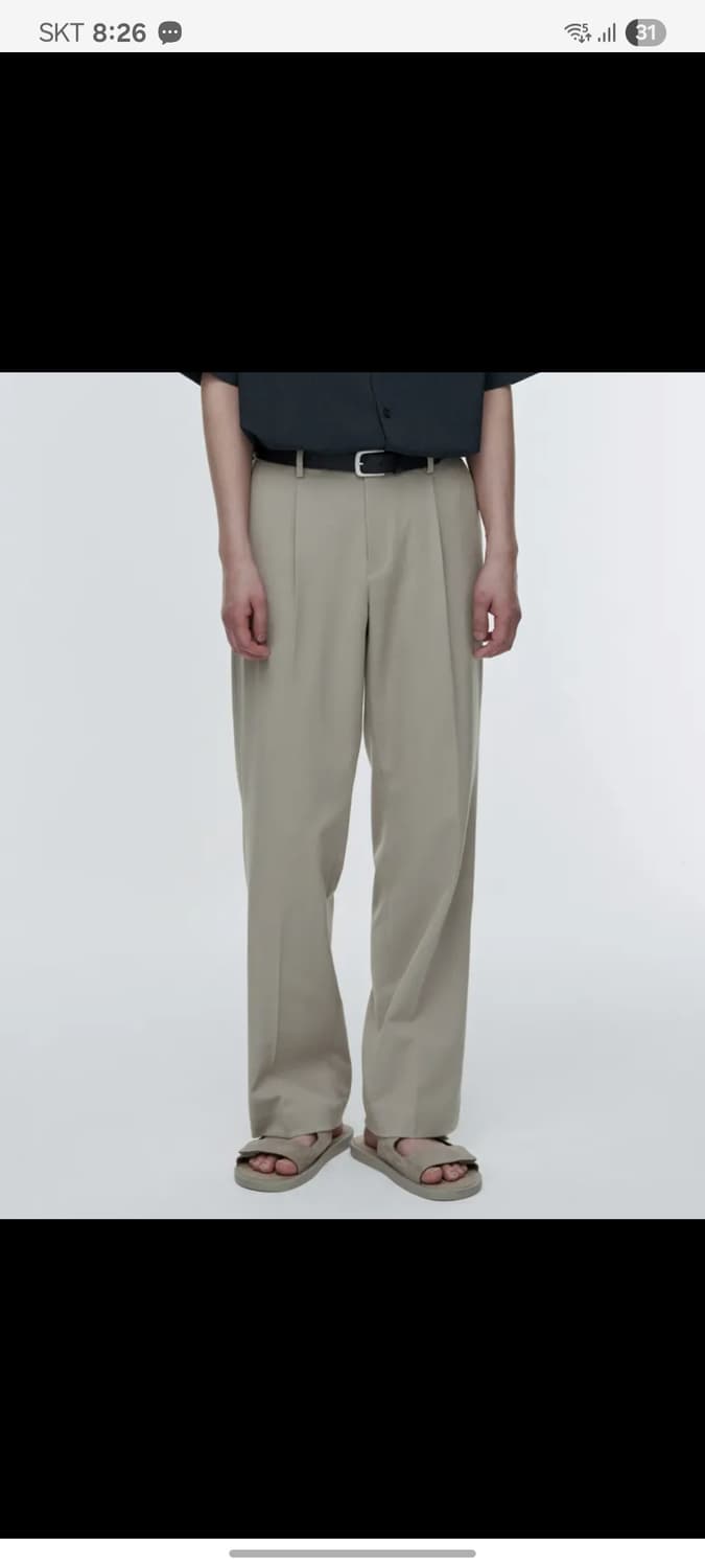 무탠다드 와이드 히든 밴딩 슬랙스 라이트 베이지 33 상품이미지1