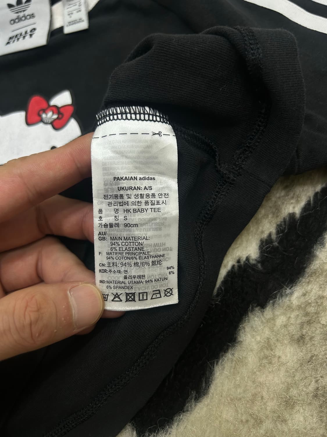 [S]아디다스x헬로키티 크롭 반팔/블랙 상품이미지6