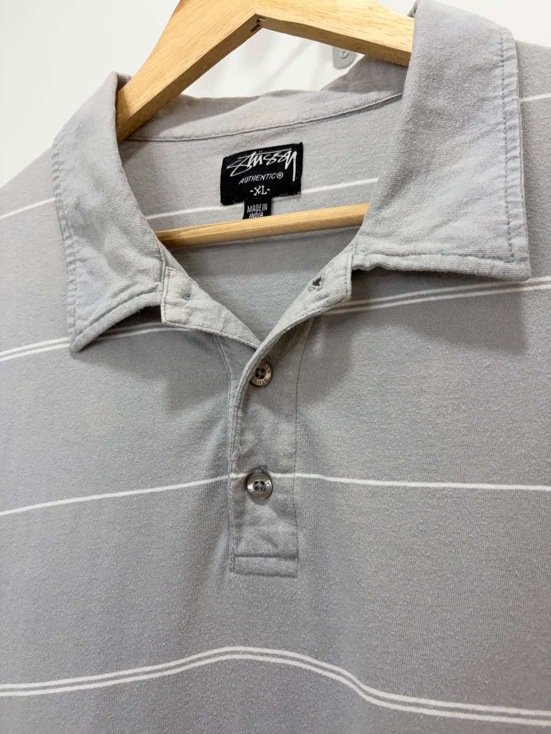  00s Stussy Authentic 스트라이프 그레이 반팔 티셔츠 상품이미지6