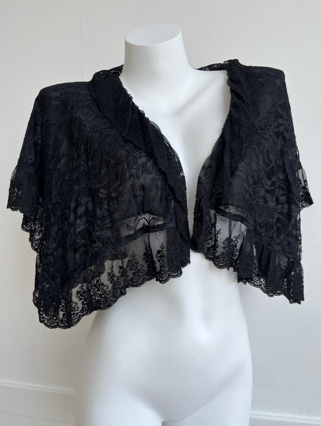 AXES femme 블랙 레이스 프릴 볼레로 가디건 상품이미지1
