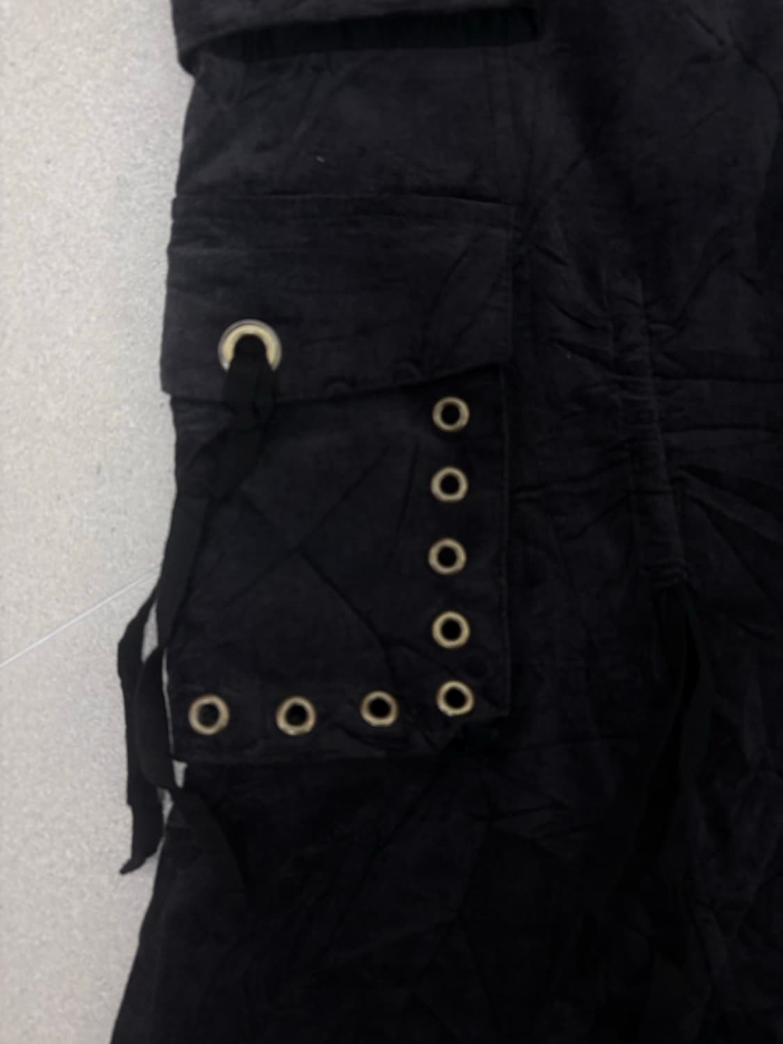 블랙 벨벳 카고 롱스커트 상품이미지3