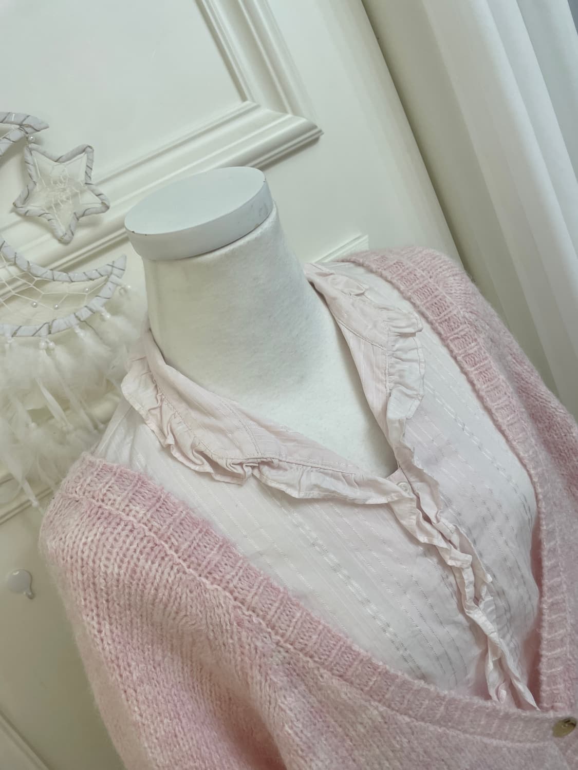 pink melange back point over cardigan 상품이미지7