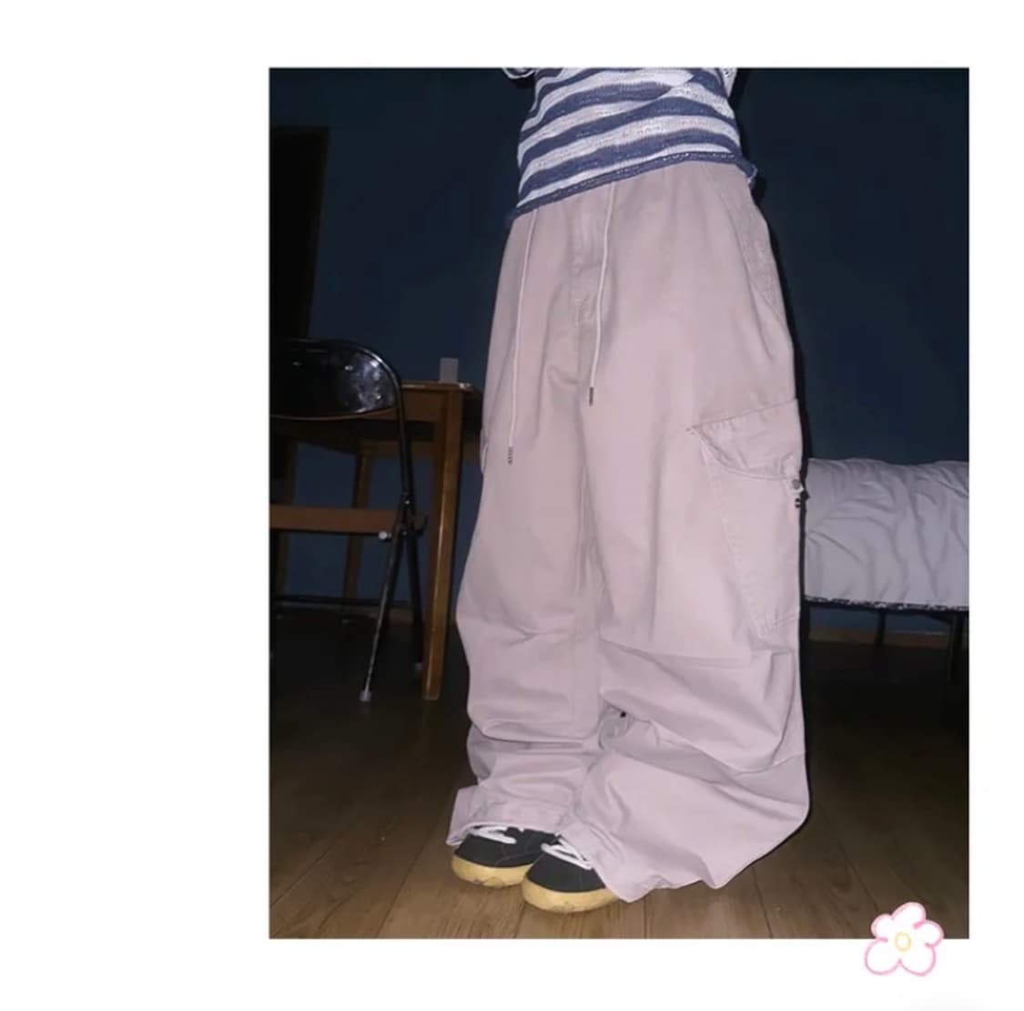 일본빈티지 핑크 피그먼트 카고 와이드팬츠 바지 히피 모리걸 아오이유우 상품이미지2