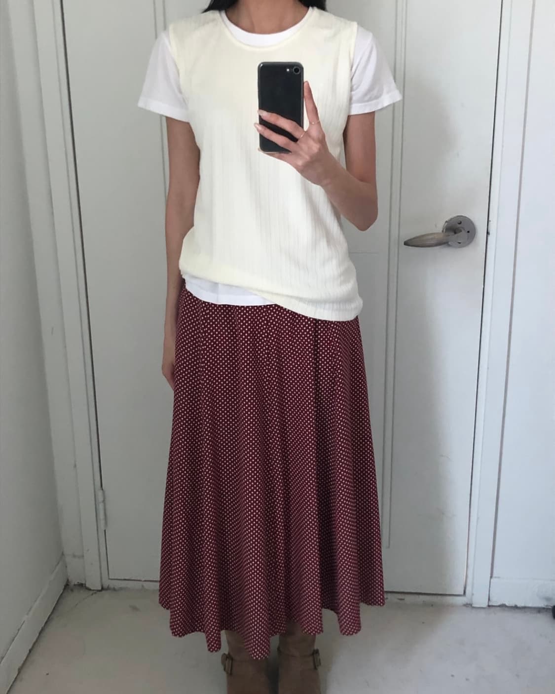 일본빈티지 아이보리 슬리브리스 상품이미지4