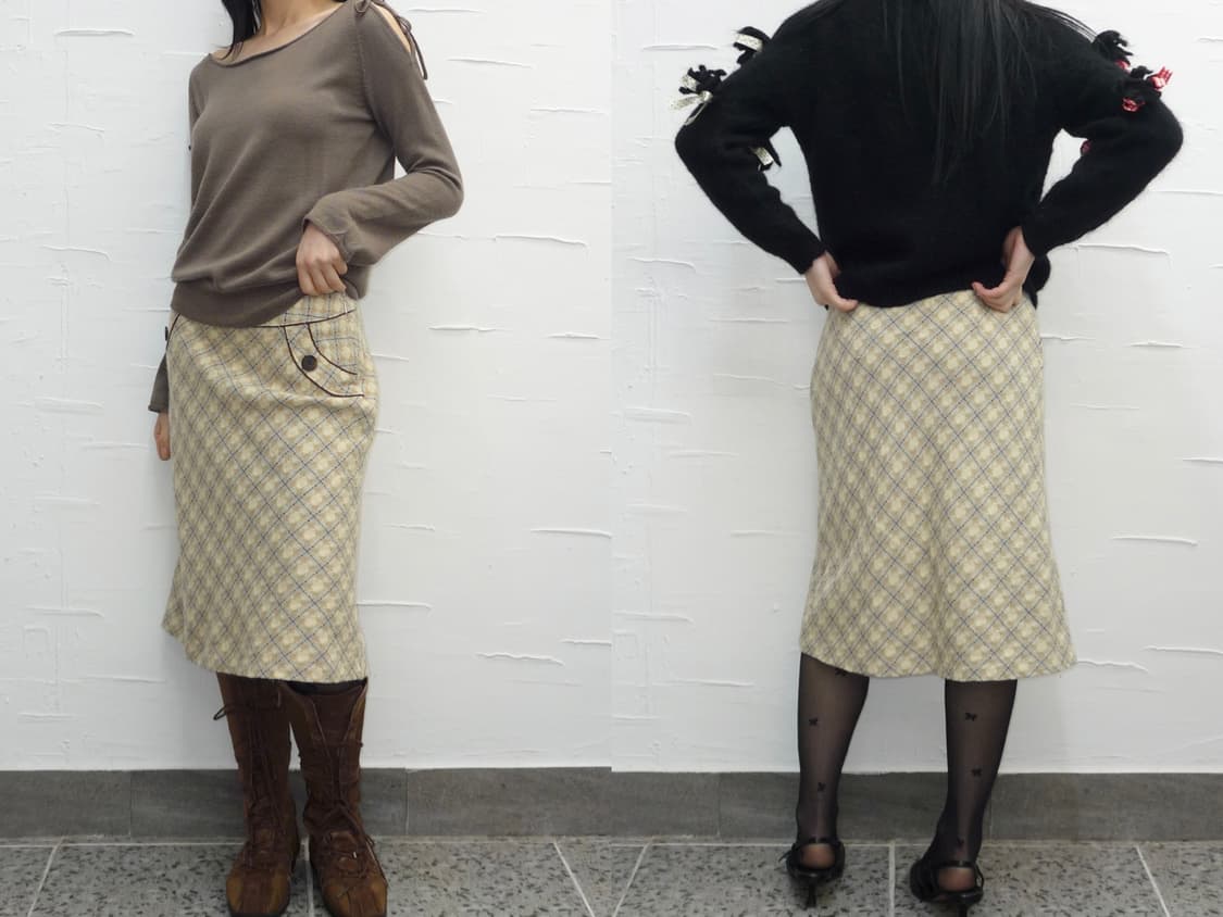 Butter check wool skirt 상품이미지3