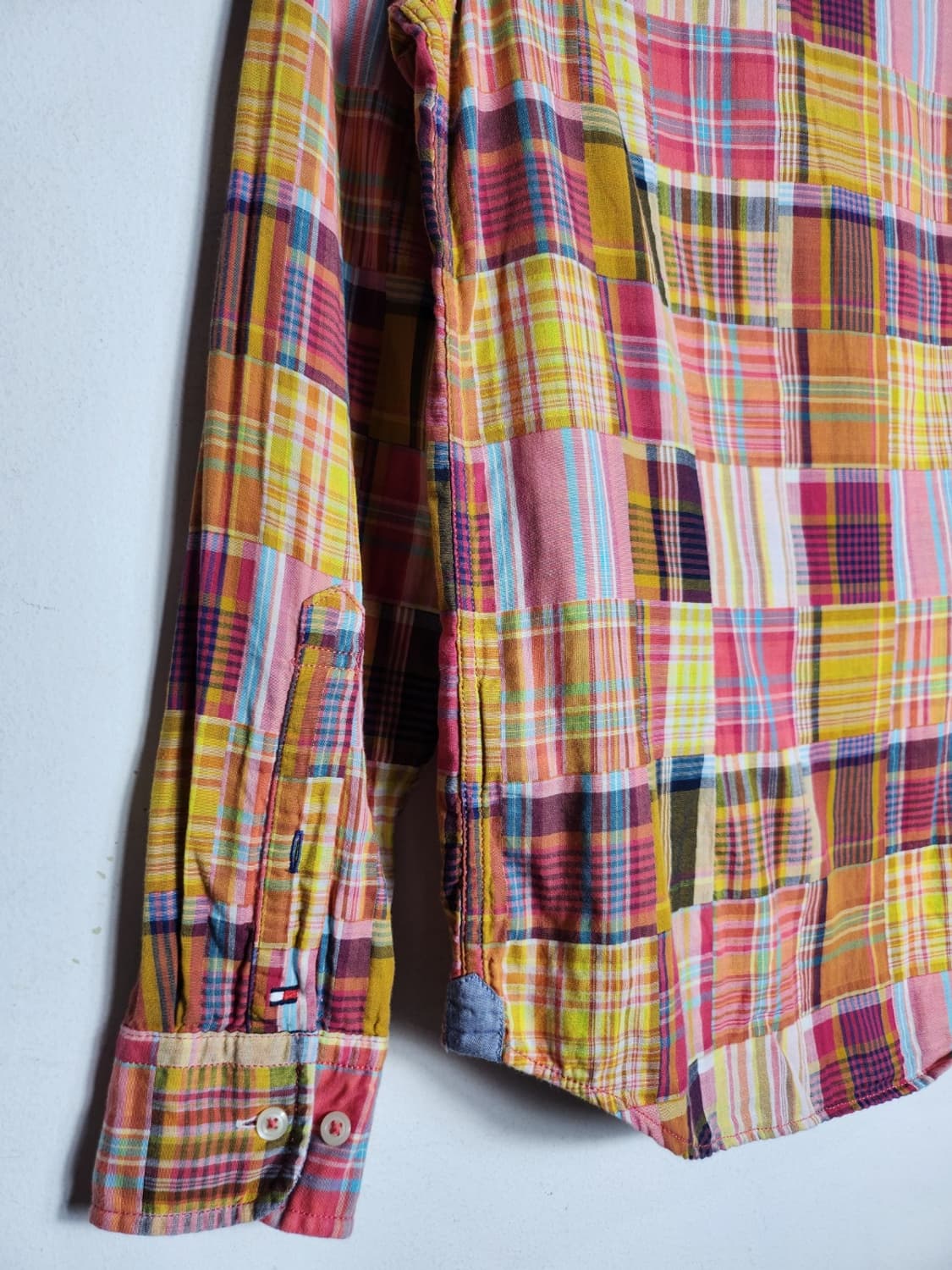 S 타미 힐피거 슬림핏 패치워크 멀티 체크 셔츠 상품이미지4