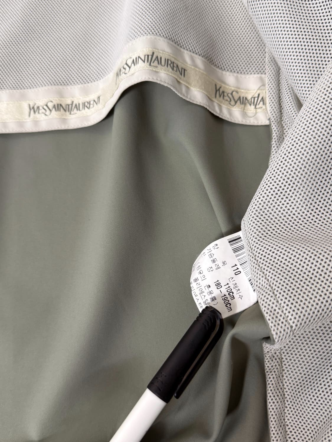 입생로랑 90‘s 오버핏 카키 폴리쉘 미니멀 블루종 자켓 상품이미지10