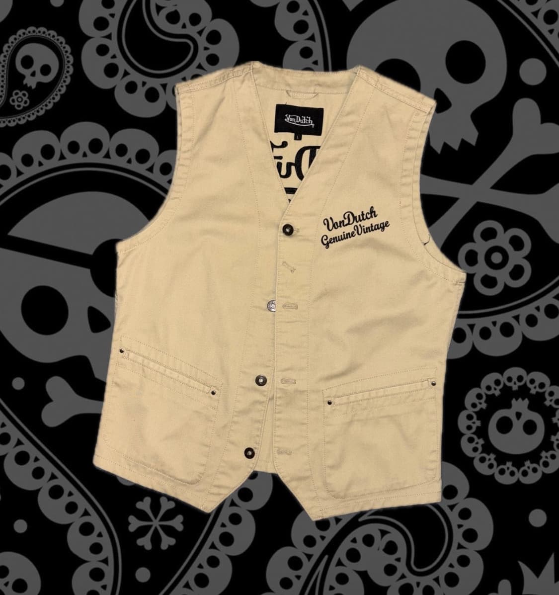 빈티지 y2k Von dutch 본더치 베이지 조끼 베스트 vest 상품이미지1