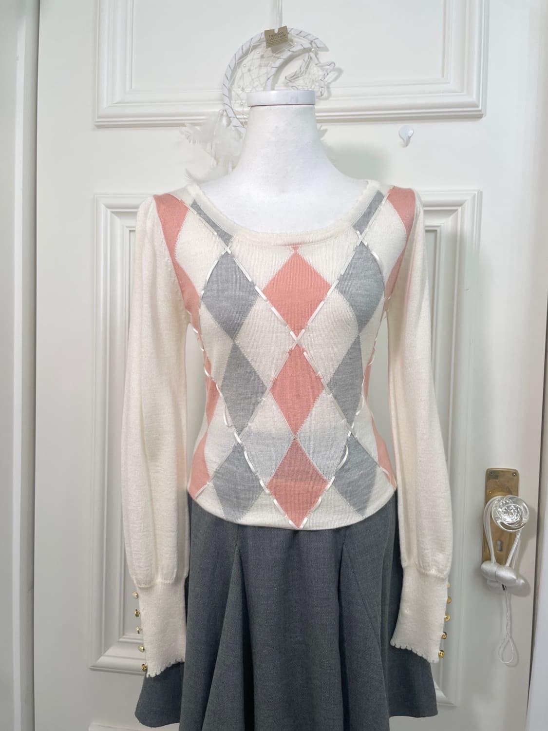 FEROUX argyle bow puff sleeve princess k 상품이미지1