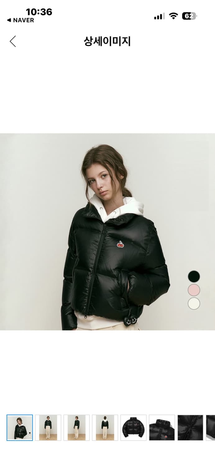 키르시 여성용 오리털 체리 글로시 다운 패딩 점퍼 블랙  상품이미지1