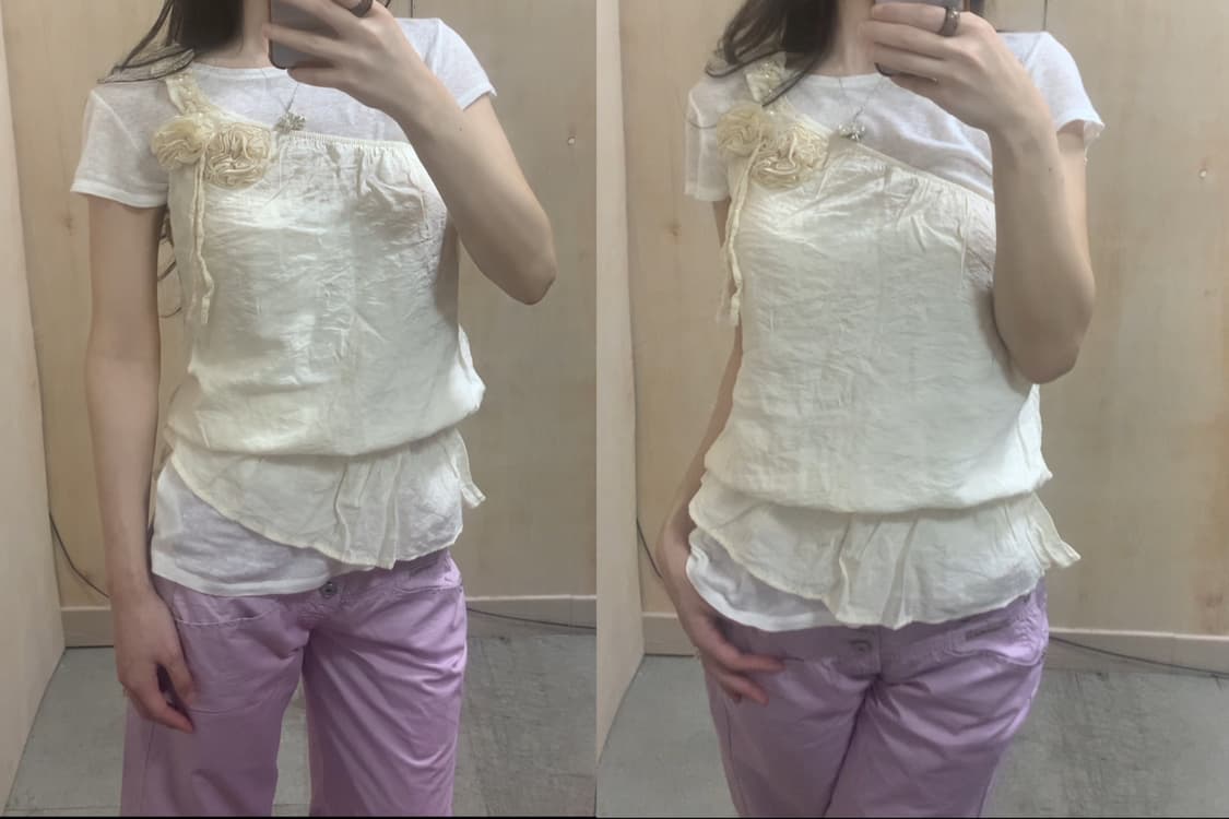 [직수입] 빈티지 실키 블라우스 슬리브리스 상품이미지2