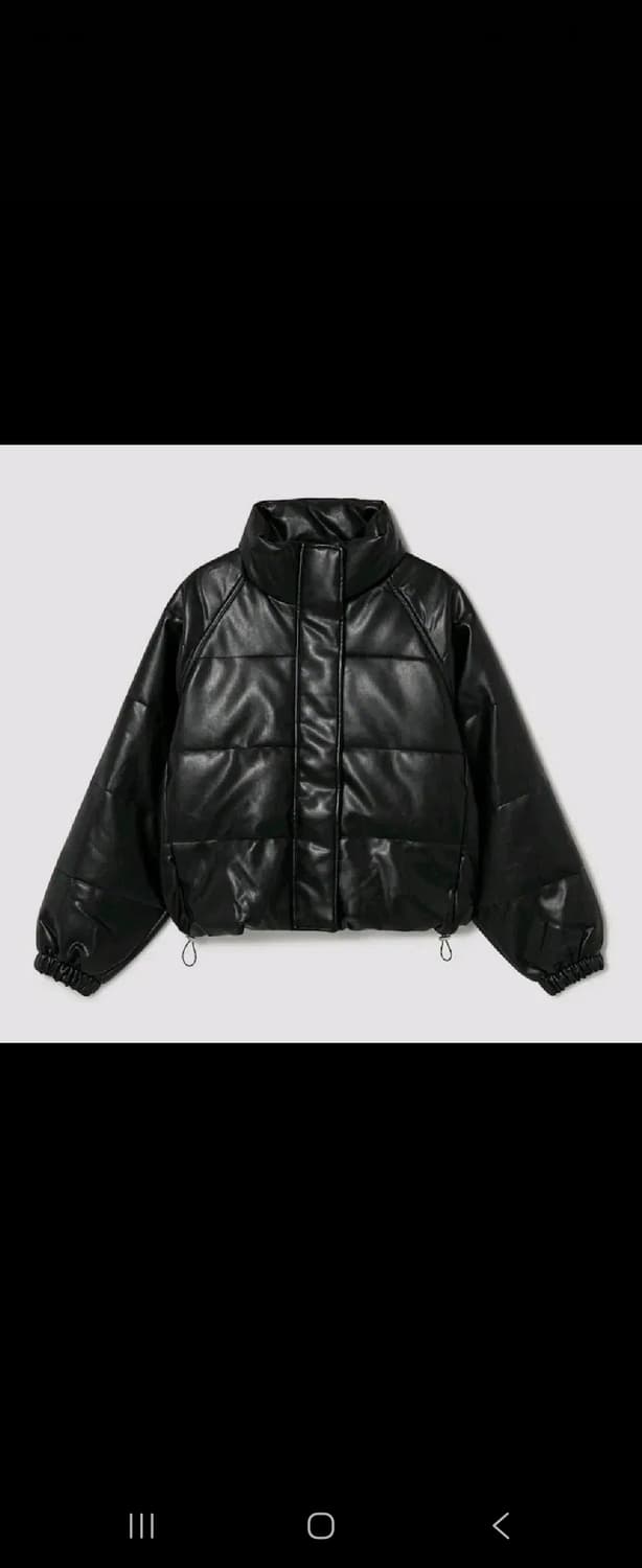 에잇세컨즈 페이크레더 숏 패딩 블랙 XS 상품이미지1