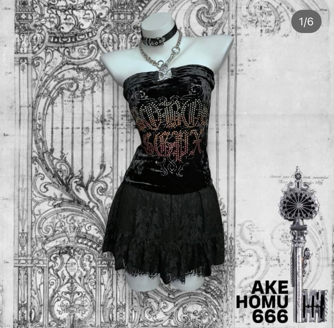 아케호무 오네갸루깔 큐빅 벨벳 탑 상품이미지1