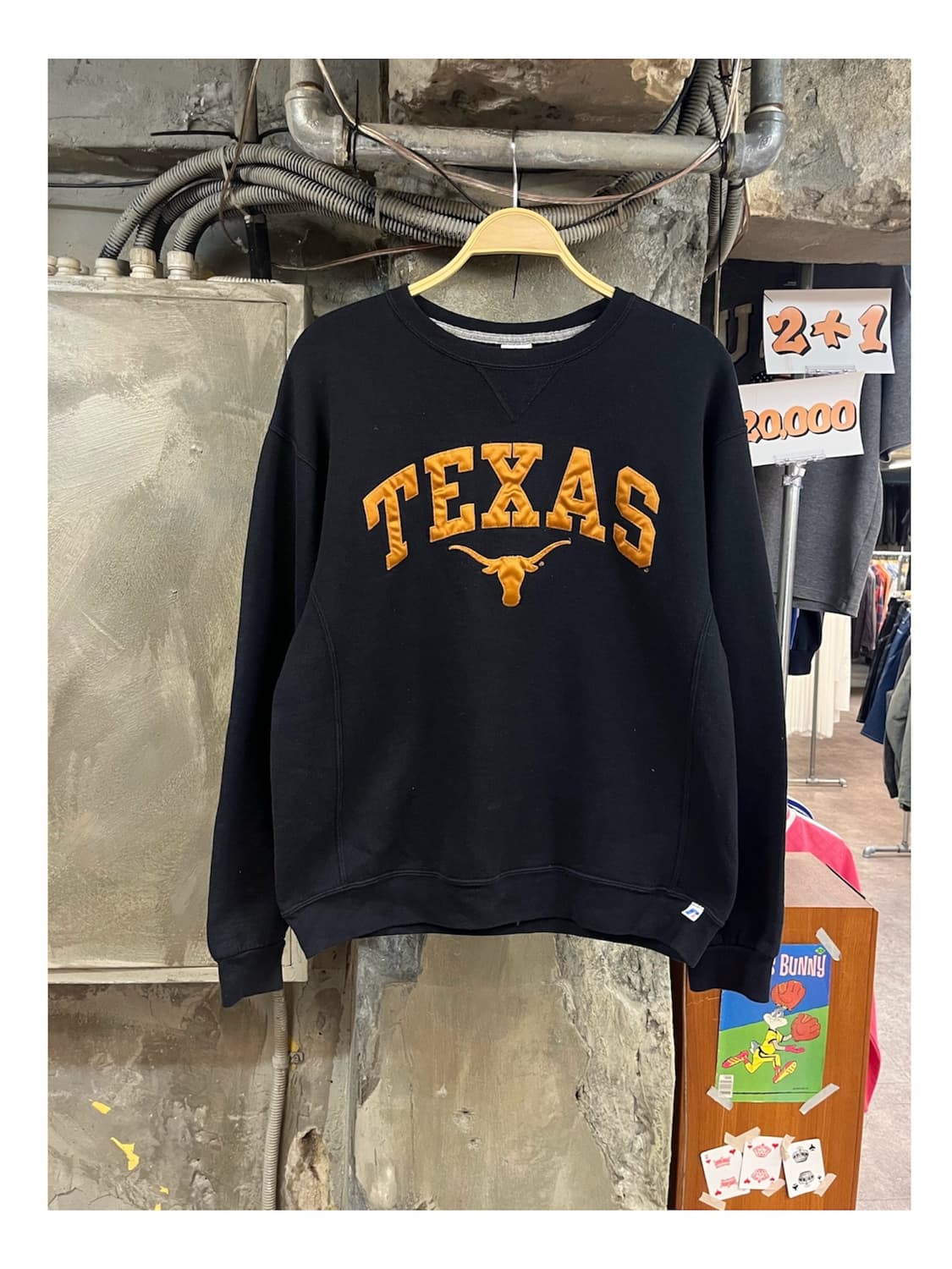 러셀 텍사스 로고 기모 맨투맨 블랙 L #csz4139 상품이미지1