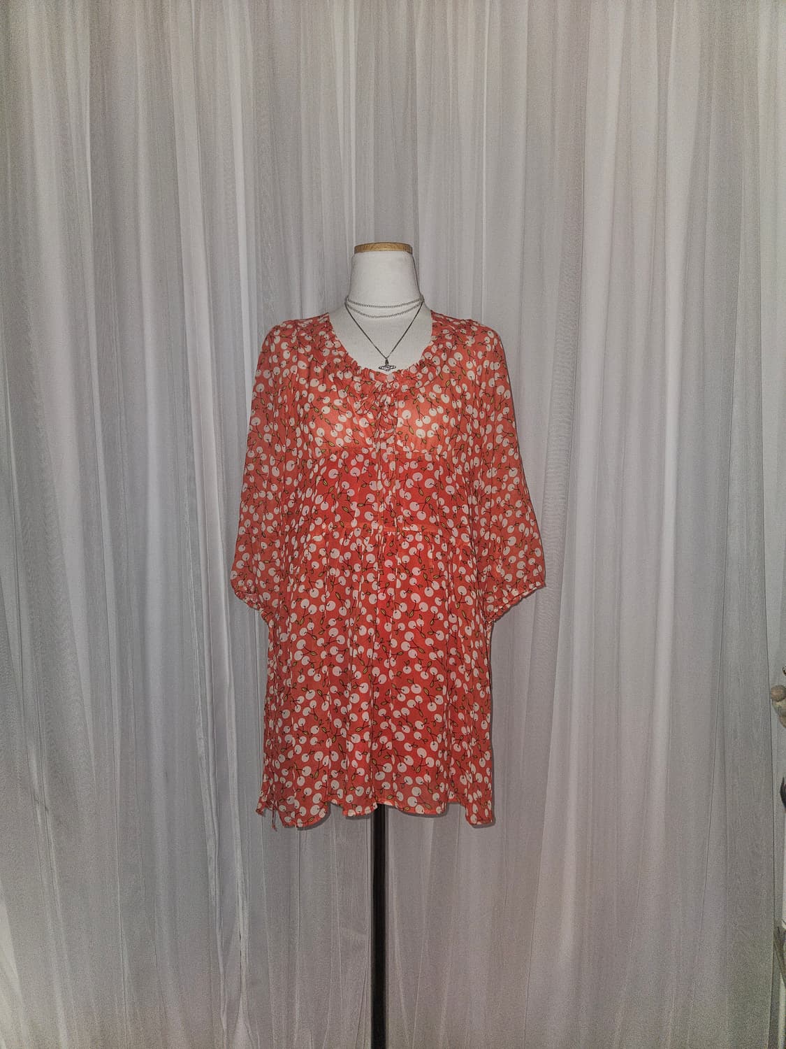 me couture 빈티지 사과농장 레드 블라우스 상품이미지1