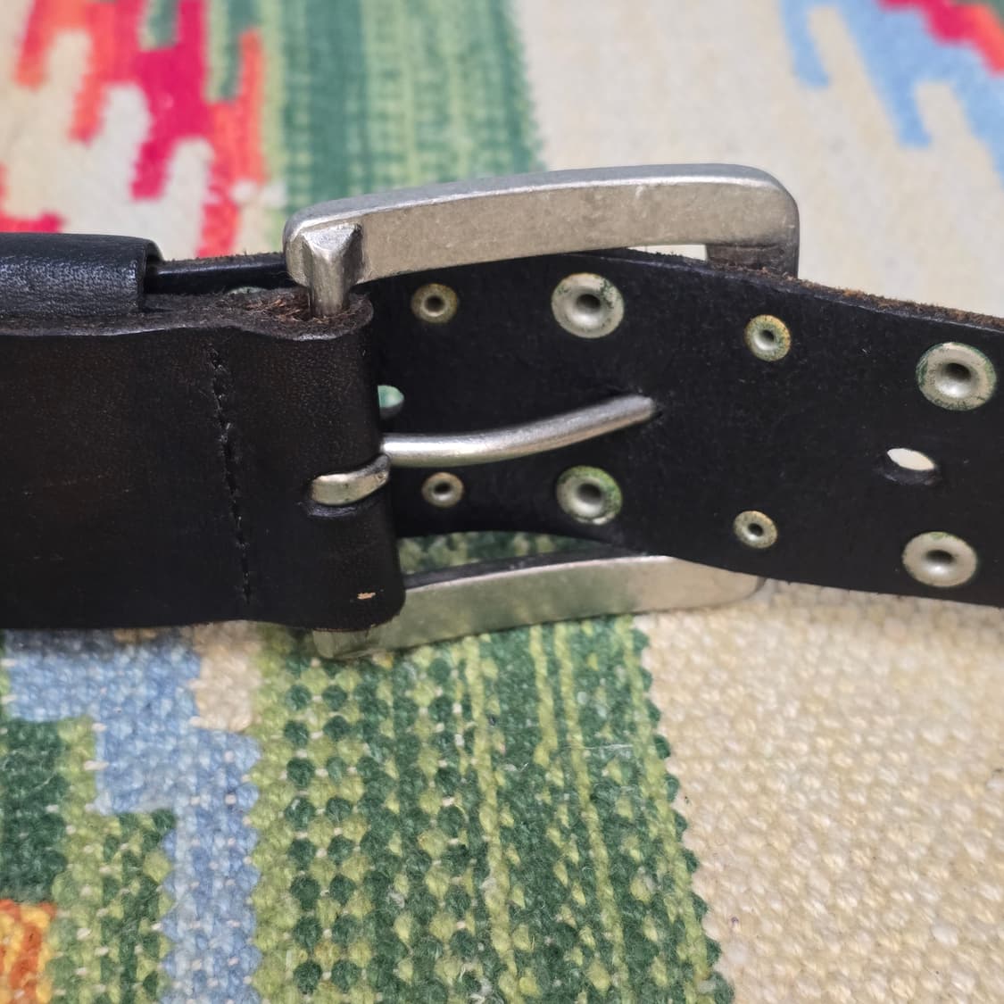 Japan vintage 블랙 차심 소가죽 스터드벨트 32 상품이미지4