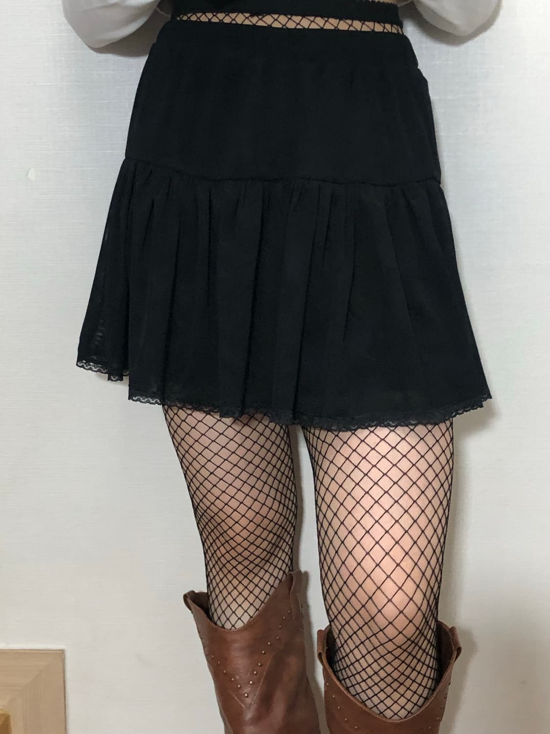 빈티지 블랙 레이스 미니 스커트 상품이미지1