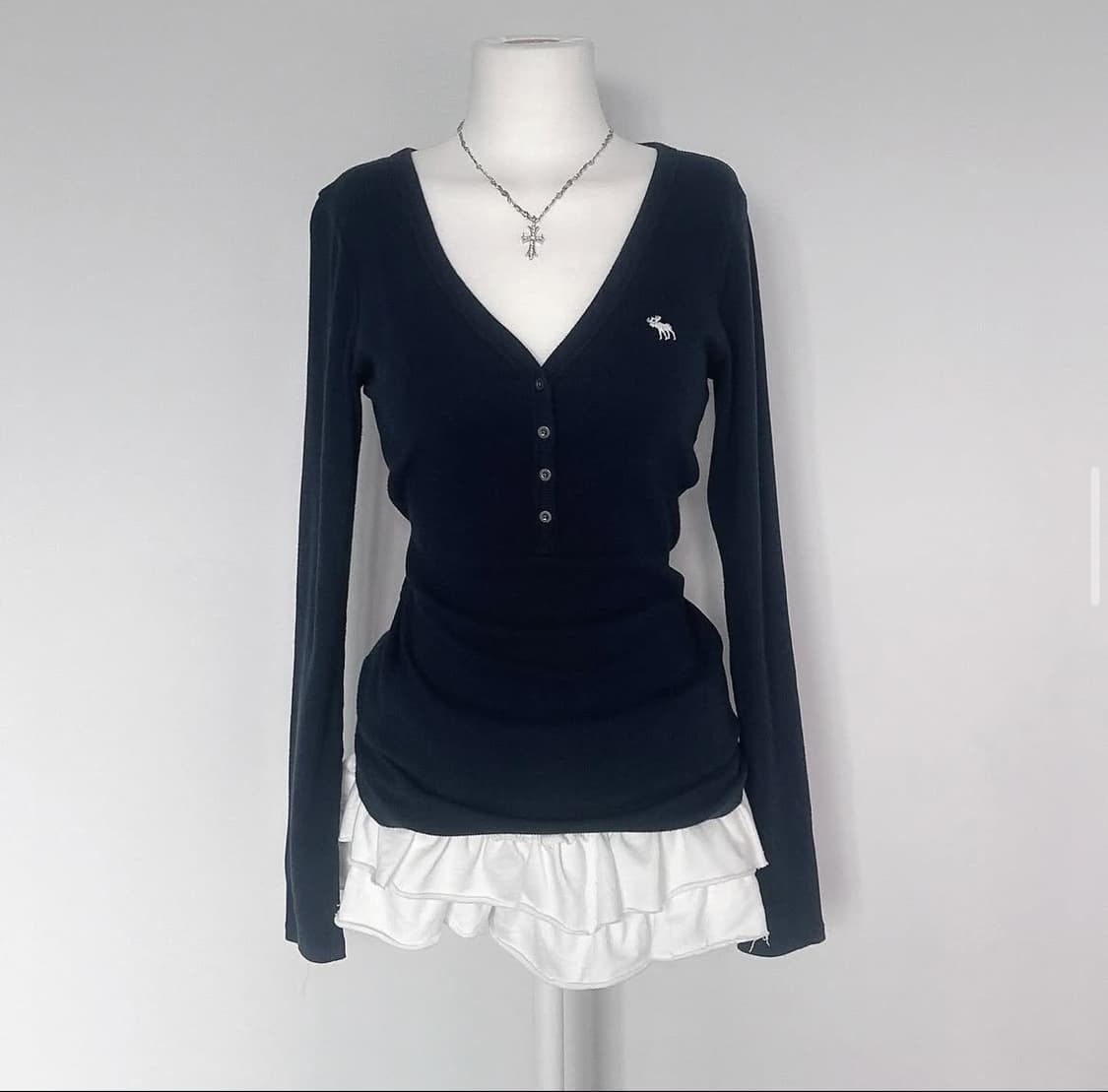 아베크롬비 블랙 골지탑 상품이미지1