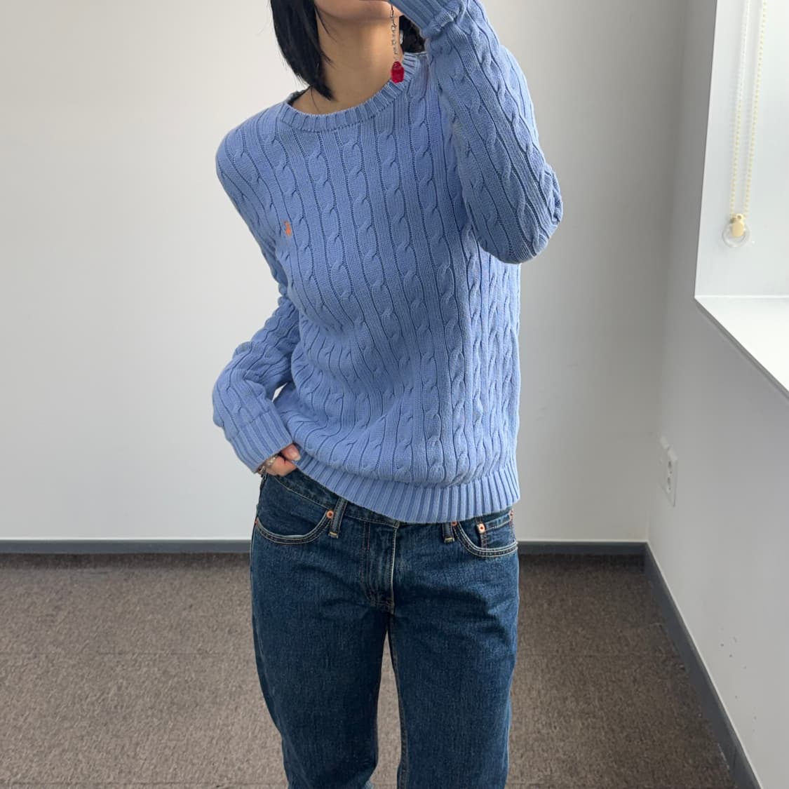 Polo 폴로 코랄 포니 스카이블루 케이블 니트 상품이미지2