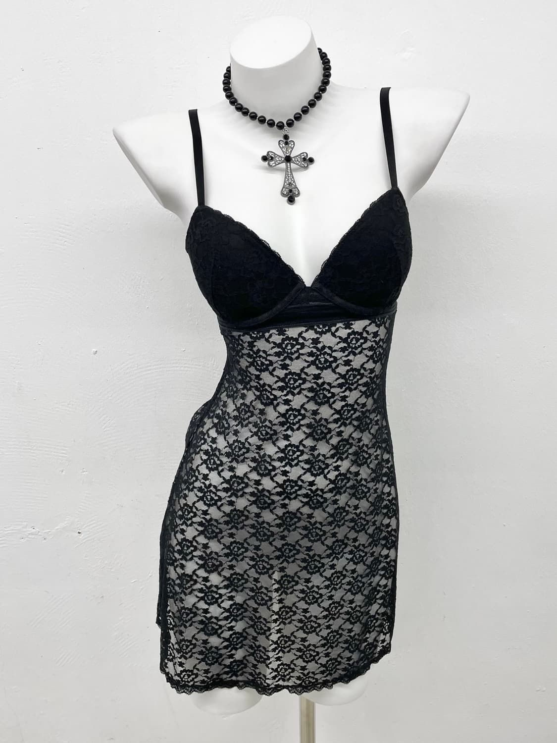 블랙 고딕 레이스 슬립 상품이미지1