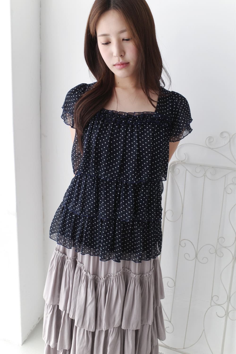 dot cancan half blouse 상품이미지5