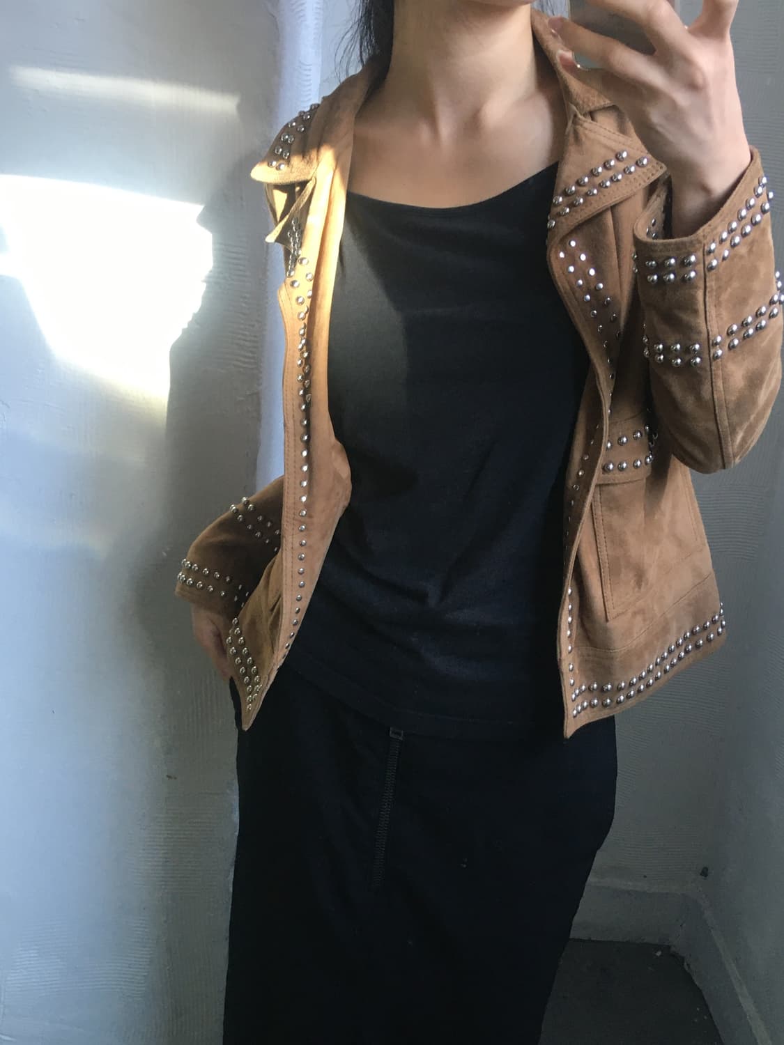 All Saints 올세인츠 브라운컬러 스터드 스웨이드 자켓 상품이미지2
