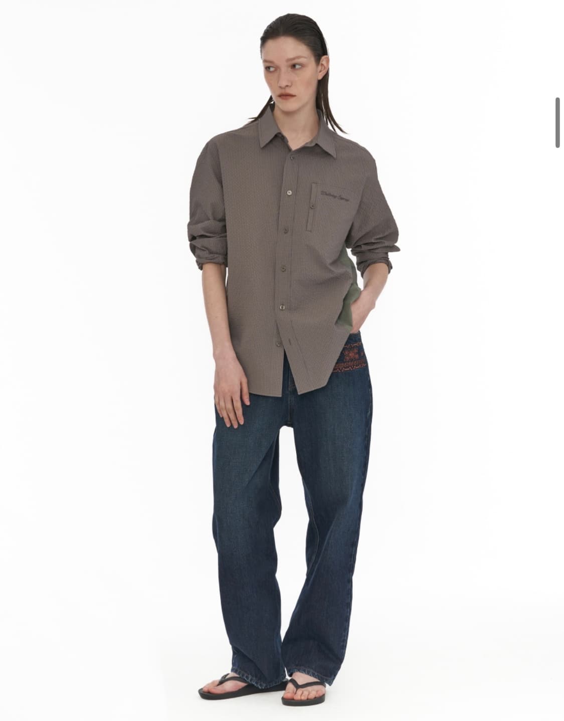 웰빙익스프레스 Embroidered Patch Jeans Blue 상품이미지4