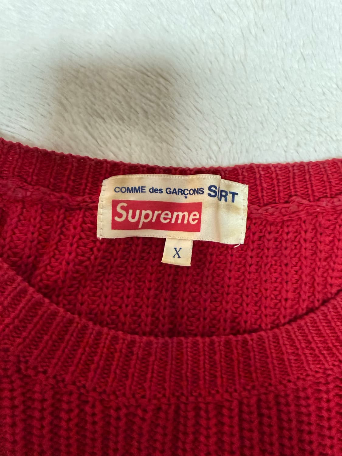 슈프림 꼼데가르송 니트 레드 xl 상품이미지3