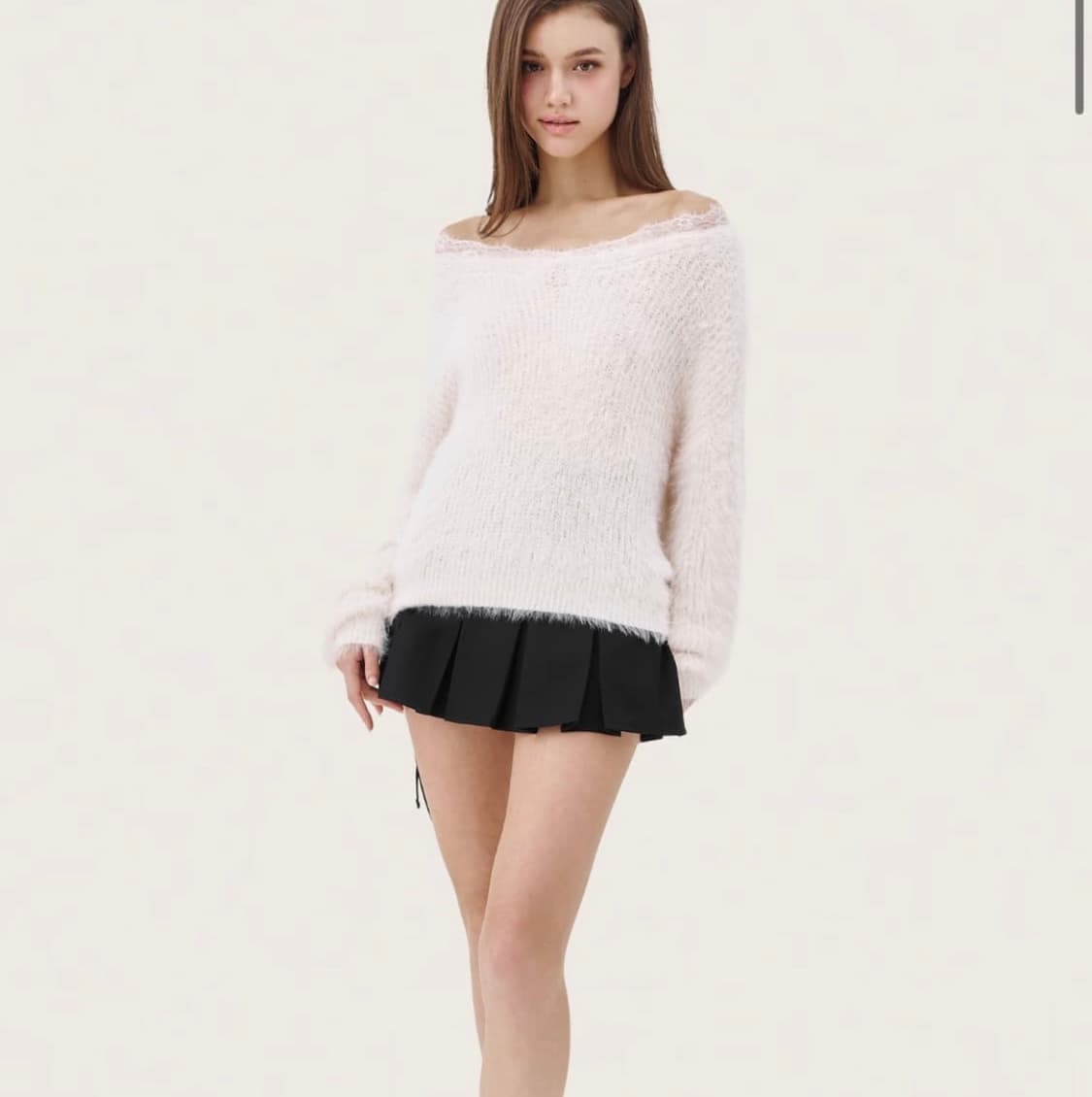 클리시어 블러쉬 레이스 오프숄더 니트 핑크 택 달린 새상품 판매 상품이미지1