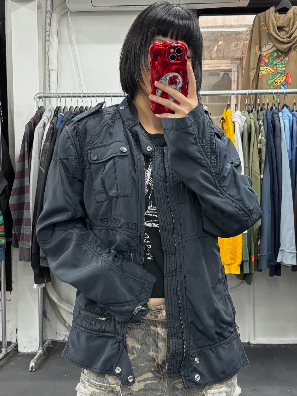 디젤 유틸리티 포켓 네이비 봄버자켓 상품이미지2